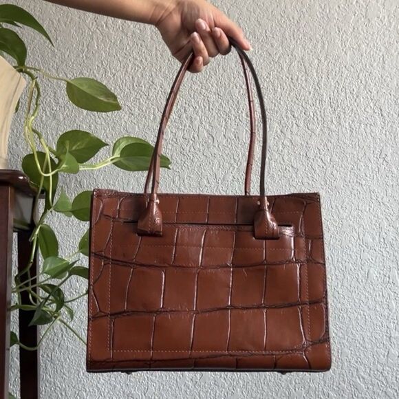 Brown Dooney & Bourke Cognac Leather Janine Satchel Bag Purse Brown Denison - Picture 2 of 8